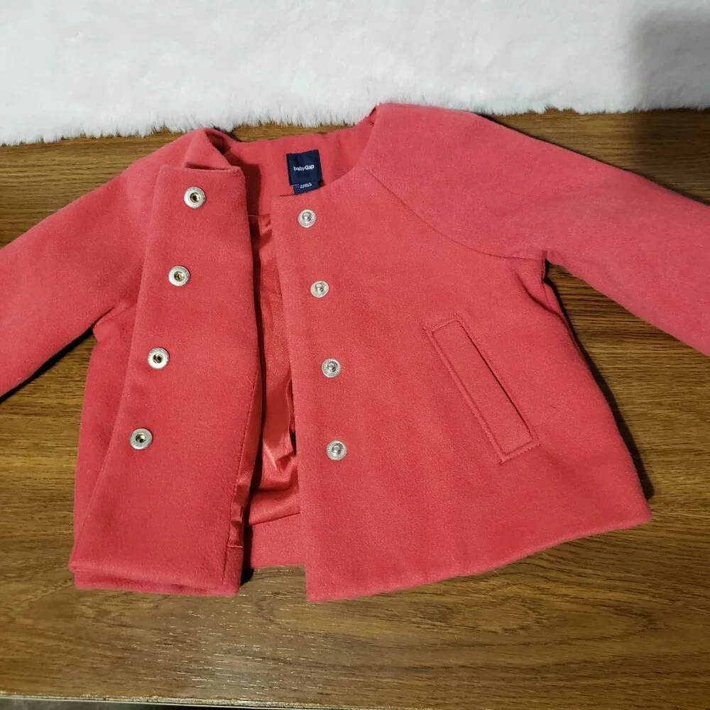 NEW Baby Gap Swing Coat Jacket 6 to 12 Months‎ Pink Snap Front Pockets Girls